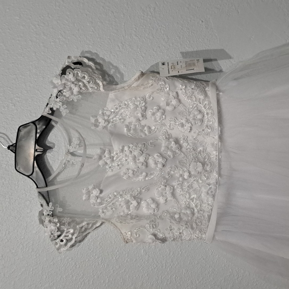 Chantilly Place Big Girls Cap Sleeve 3D Embroidery Mesh Long Communion Dress - Picture 4 of 7